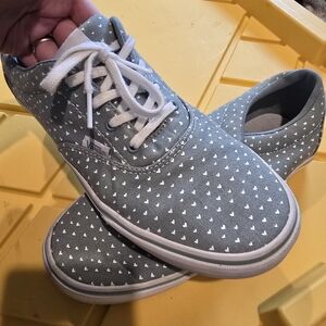 Green Canvas Sneakers with White Hearts